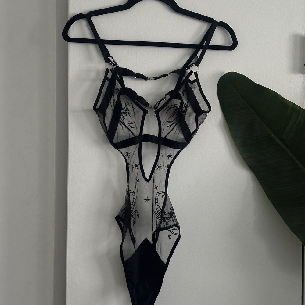 Thistle and Spire Black Sheer Bodysuit